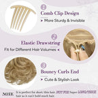BARSDAR Short Drawstring Ponytail - 10 Inch Wavy Highlight Ponytail Hair Extensions for Women - Synthetic Comb Clip in Ponytail Hairpieces Fake Pony Tails - Golden Blonde with Highlights