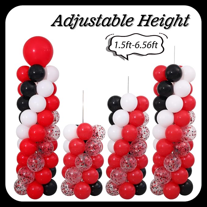 Red and Black White Balloon Column Stand Kit Set of 2 - Image 6
