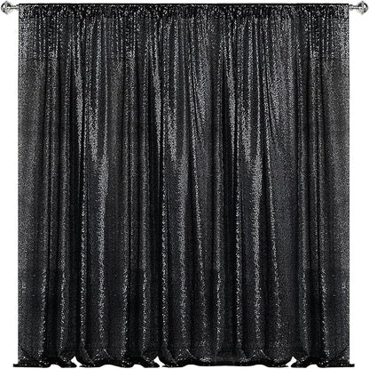 Sugargirl Black Sequin Backdrop Curtain 10FTx10FT Glitter Black Background by Sugargirl