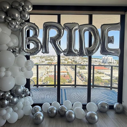 40 Inch BRIDE Balloons Bachelorette Party Decorations, Metallic Silver Bride - Image 7