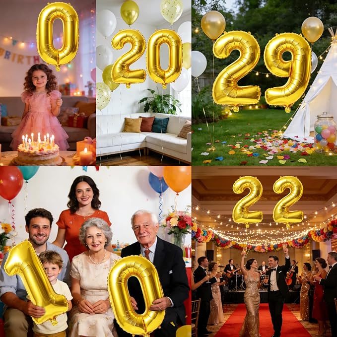 40 Inch Number 29 Balloons for 29th Birthday Party Decorations, 0-100 Gold - Image 7