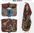 ALAZA Vintage Skulls Music Roses Barber Cape for Men Women, Waterproof Haircut Apron Beard Shaving Bib Hair Cutting Cloth 55 x 65 Inch