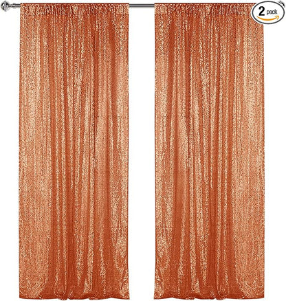 Sugargirl Orange Sequin Backdrop Curtain 2 Panels 2FTx8FT Glitter Orange by Sugargirl