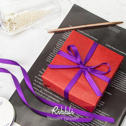 Ribbli Double Faced Purple Satin Ribbon, 3/8” x Continuous 25 Yards, Use - Image 2