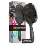 FRAMAR Soft Boar Bristle Hair Brush For Women – Boars Hair Brush For Women, Boar Brush For Fine Hair, Hairbrush For Fine Hair, Soft Bristle Brush For Slick Back, Volume and Shine - Black