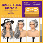 Grey Synthetic Lace Front Wig,13×6 Curly Glueless Wigs for Women Daily Use 22IN（#2/60HL）