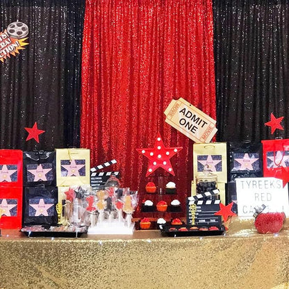 Red Sequin Backdrop 4 Panels 2FTx8FT Christmas Party Backdrop Curtains | Photo - Image 2