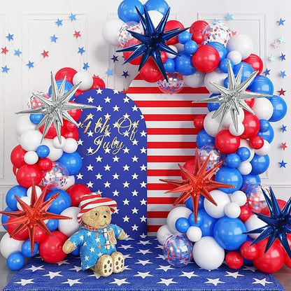 TONIFUL 8 Pcs Navy Blue Silver Red Explosion Star Foil Balloon Party Decor | 22 - Image 4