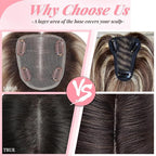 Hair Toppers for Women Real Human Hair Pieces for Women 12inch Hair Topper (Natural Black