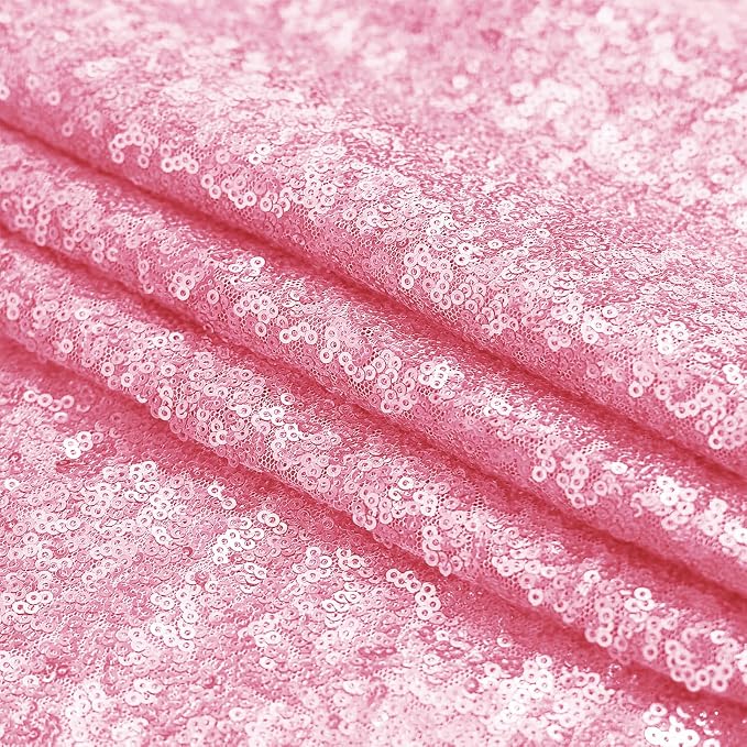 Sugargirl Matte Pink Sequin Backdrop Curtain 4 Panels 2FTx8FT Glitter Pink - Image 9