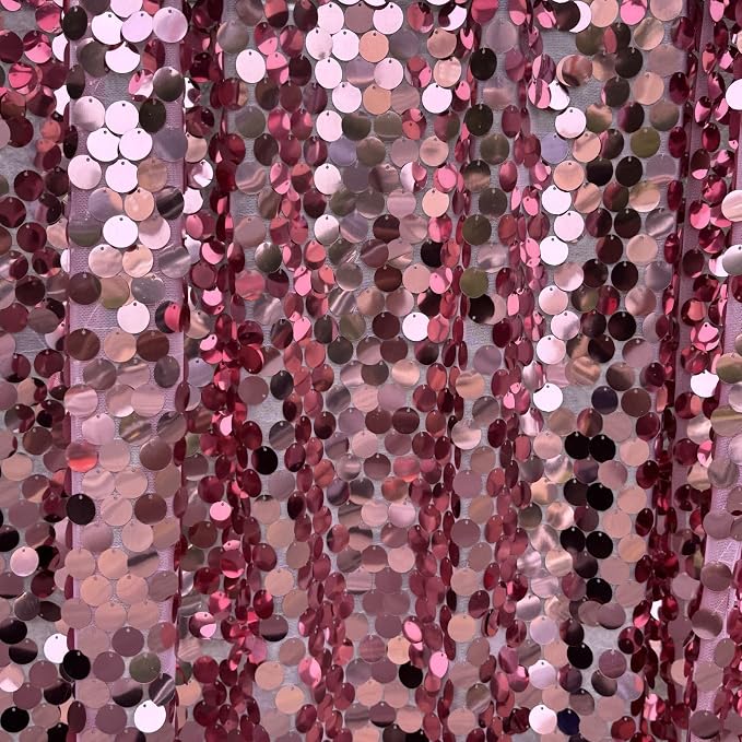 Rose Pink Large Sequin Backdrop, 4x10 Ft, 2 Panels | Large 18mm Sequins - Image 5