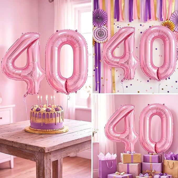 Number Balloons Pink Party Balloon - Image 7