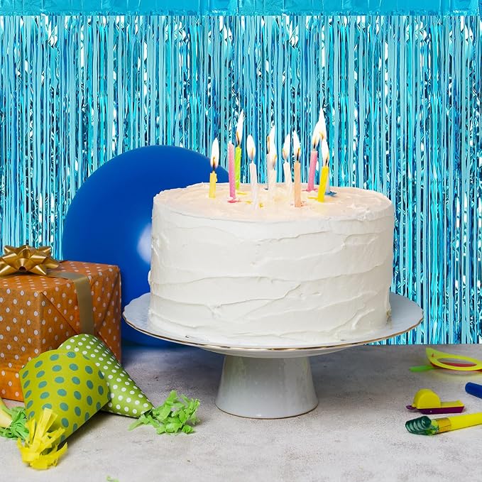 10 Pack Teal Blue Backdrop Curtain 3.2ft x 8.2ft Metallic Tinsel Foil Fringe - Image 6