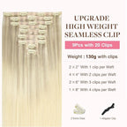 GOO GOO Clip in Hair Extensions Real Human Hair, Remy Human Hair Extensions Clip ins for Women, Natural Human Hair, 14inch 130g 9Pcs, 17/22/60 Balayage Ash Blonde to Golden Blonde and Platinum Blonde