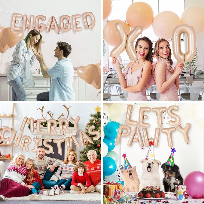 52 Pcs Caramel Letter Balloons, 16 Inch Foil Alphabet Letter Balloons, Letter - Image 7