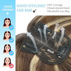 SARO-UP Human Hair Toppers for Women Real Human Hair pieces for Women with Thinning Hair pieces 7 * 10cm Hand-Tied Swiss Base Topper No Bangs 30g Hairpieces 10Inch (4T427#