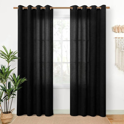 YoungsTex Black Linen Curtains 80 Inch Length by YoungsTex
