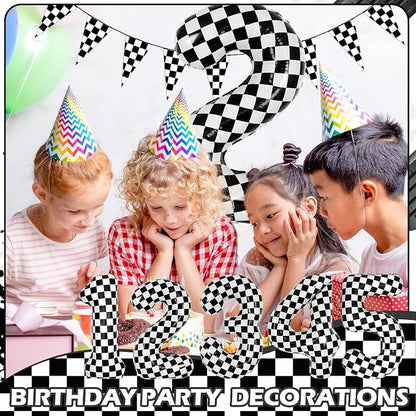40 Inch Checkered 2 Balloons, Boys Girls Racing Car Track Theme Supplies - Image 5