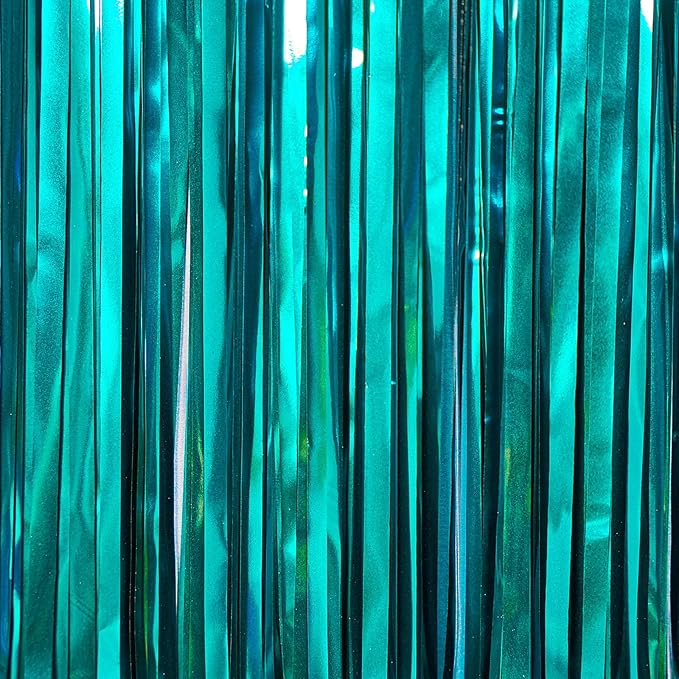 PartyWoo Teal Tinsel Streamers Turquoise Foil Fringe Streamer 8.2FT 3pcs | Teal - Image 2