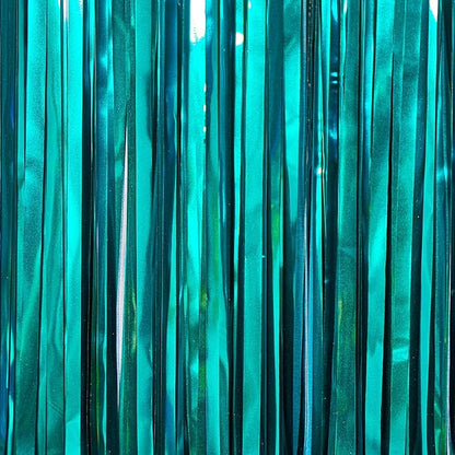 PartyWoo Teal Tinsel Streamers Turquoise Foil Fringe Streamer 8.2FT 3pcs | Teal - Image 2
