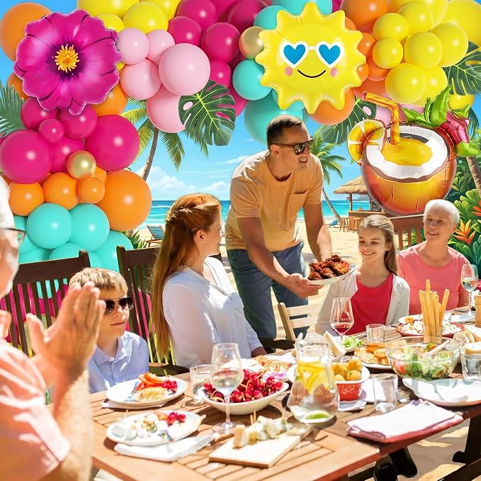 189Pcs Tropical Balloons Arch Garland Kit, Summer Party Decor | Hawaiian Party - Image 4