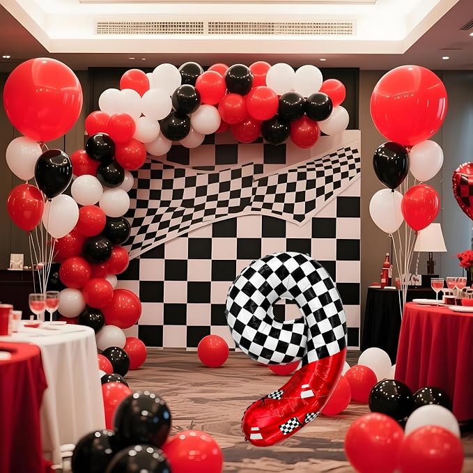 1 pack racing theme 40-inch digital foil balloon, featuring black and white - Image 7