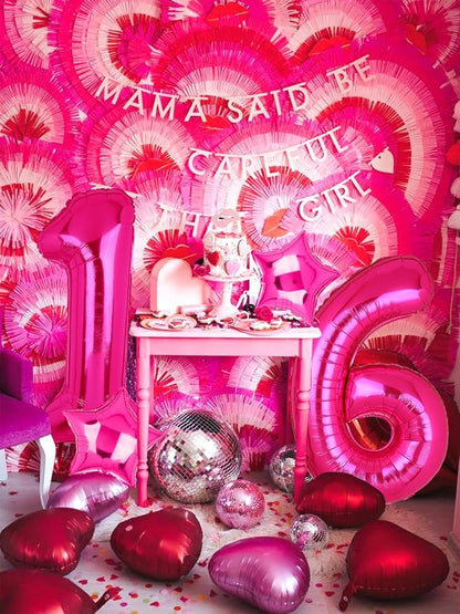 40 Inch Number Balloons Hot Pink 6 Cowgirl Pink 6th Birthday Decor 9 Pcs | - Image 4