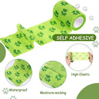 6 Rolls No Chew Bandage for Dogs Bitter Bandage Wrap for Dogs Wound Wrap(Green,3 Inches X 5 yd)