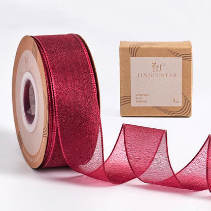 1 Inch Wide Sheer Chiffon Ribbon by JINGLESTAR