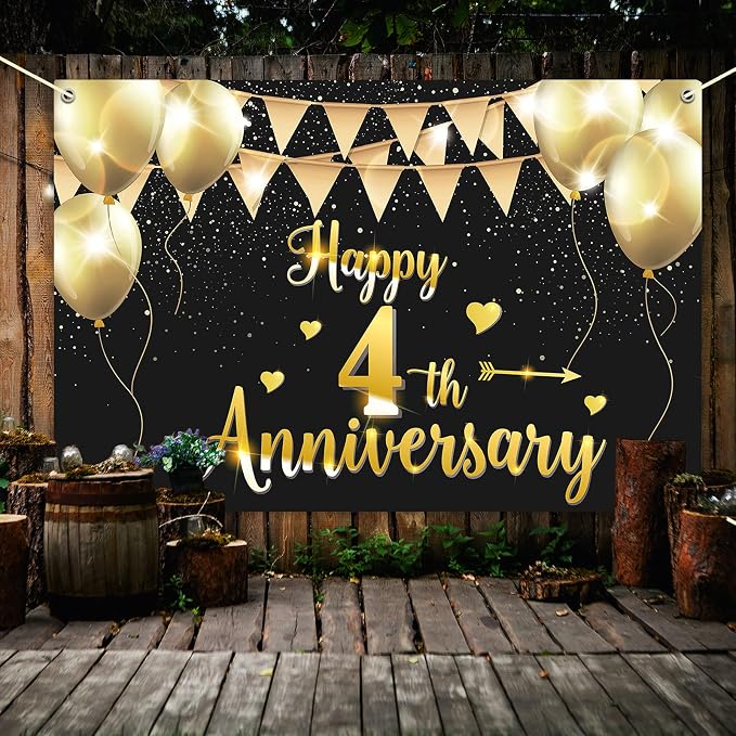 HAMIGAR 6x4ft Happy 4th Anniversary Banner Backdrop - Image 5