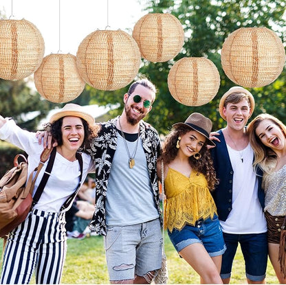 6 Pcs Print Burlap Paper Lanterns Round Chinese Paper Lanterns Farmhouse Boho - Image 6