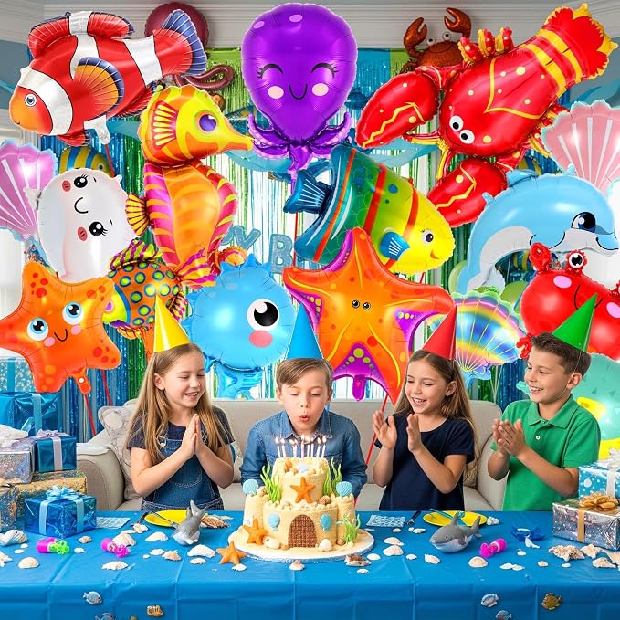 16 Pcs Ocean Animal Balloons, Under The Sea Balloons, Fish Lobster Octopus - Image 4