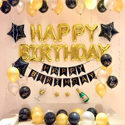 16 Inch Gold Happy Birthday Balloons Banner, Aluminum Foil Letters Happy - Image 2