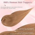 Real Human Hair Toppers for Women 3.54"*4.72" Silky Base 150% Density With Bangs Adjustable Parting Clip-In Topper Hairpieces for Women with Thinning Hair 14 Inches Light Brown