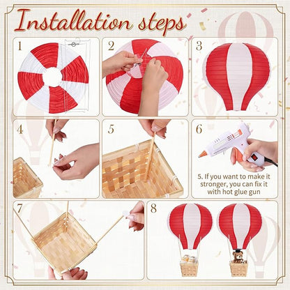 Meooeck 8 Sets Hot Air Balloon Tables Centerpieces, 11.8'' Paper Lantern Party - Image 4