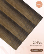 GOO GOO Invisi Edge Tape in Hair Extensions Human Hair, 2C/4E/6C Brown Sugar Swirl Highlights, 20pcs 20inch 50g, Virgin Remy Hair, Seamless Injected Tape, Natural Look