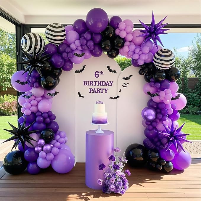 Isndare Purple Black Balloons, 12 Inch Dark Purple Light Balloons - Image 5