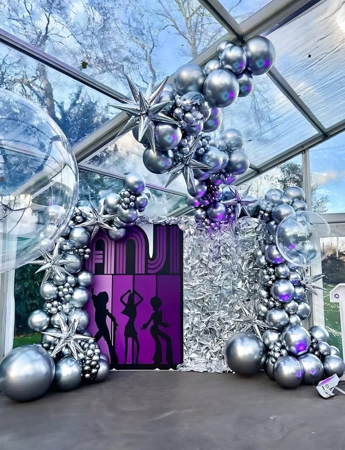 22 Inch Silver Foil Balloons, Metallic Silver New Years Balloon - Image 3