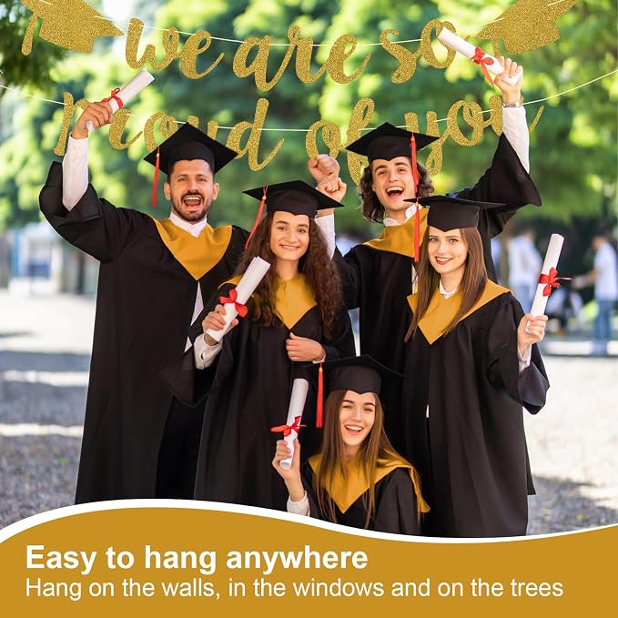 2026 Graduation Decorations Pre-Strung Blingbling We Are So Proud of You Banner - Image 3