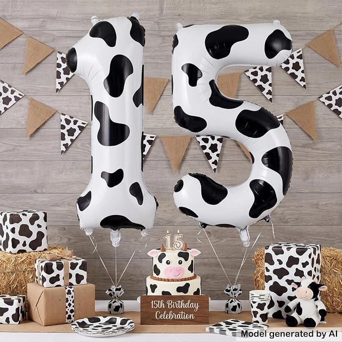 40 Inch Cow Print Number 15 Balloon - Image 3