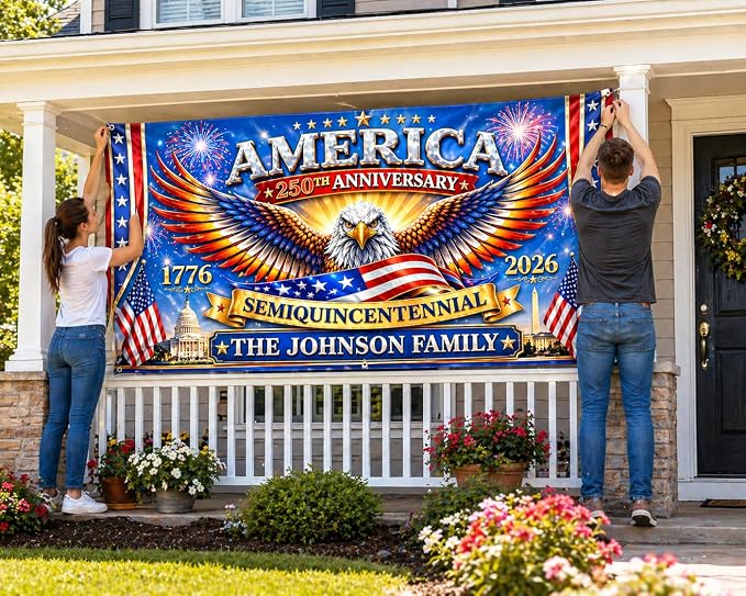 Personalized 250 Years of Freedom USA Banner 1776-2026, Patriotic American - Image 8