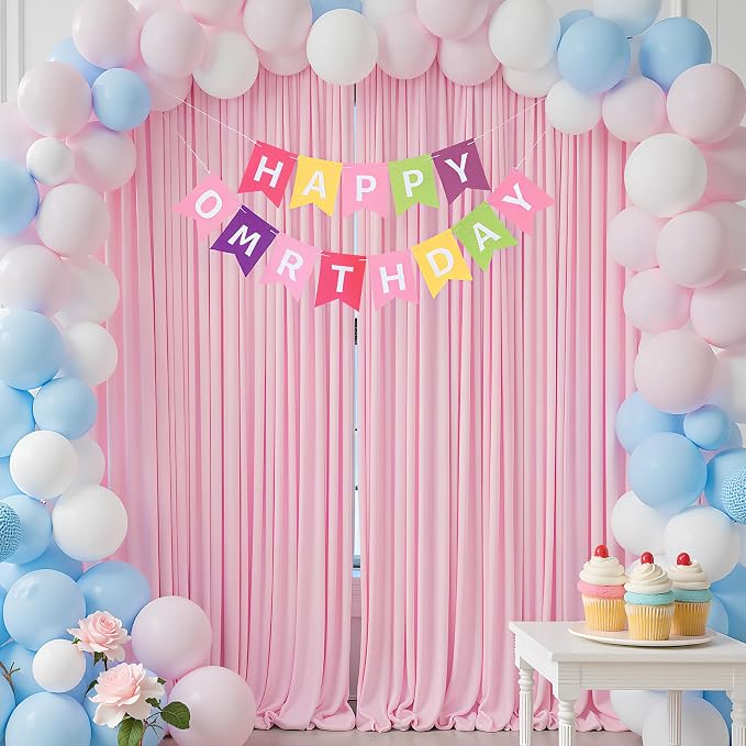 Asee'm Pink Backdrop Curtains Drapes - Image 5