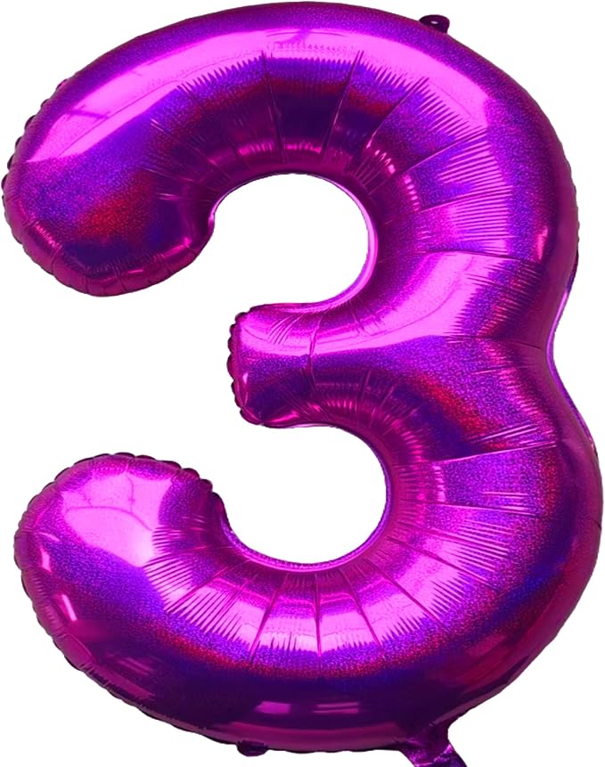 Jonhamwelbor 40 Inch Laser Hot Pink Number 3 Balloon Foil Mylar Giant Balloon by Jonhamwelbor