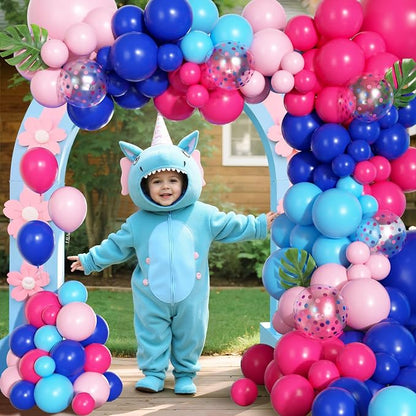 170Pcs Blue and Pink Balloons Summer Hawaii Tropical Arch Garland Kit | Royal - Image 5