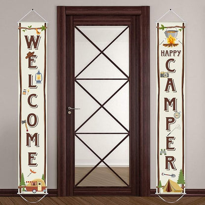 Blulu Camping Themed Party Decorations, Camping Party Banner Welcome Porch Sign by Blulu