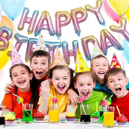 16" Happy Birthday Balloon Banner Foil, Gradient Rainbow | happy birthday - Image 3