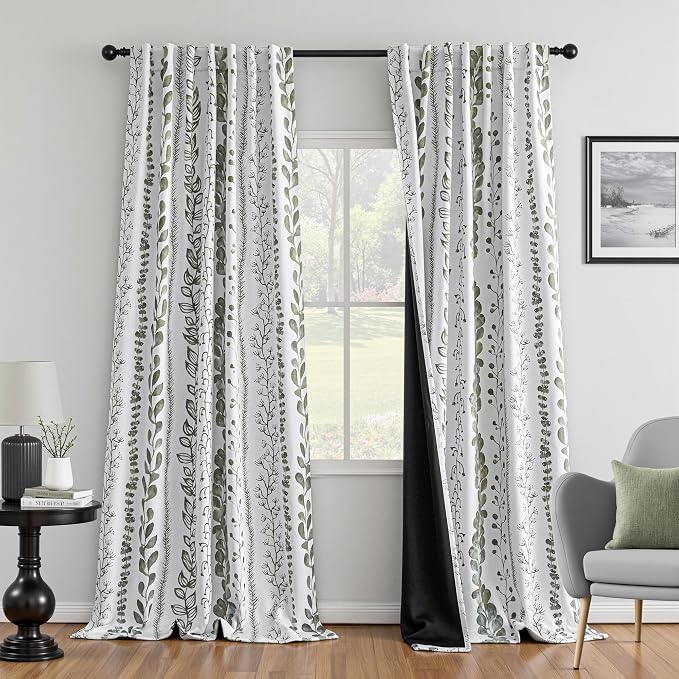 Sage Green Blackout Curtains 95 Inches Long 2 Panels Boho Curtains by MEETSKY