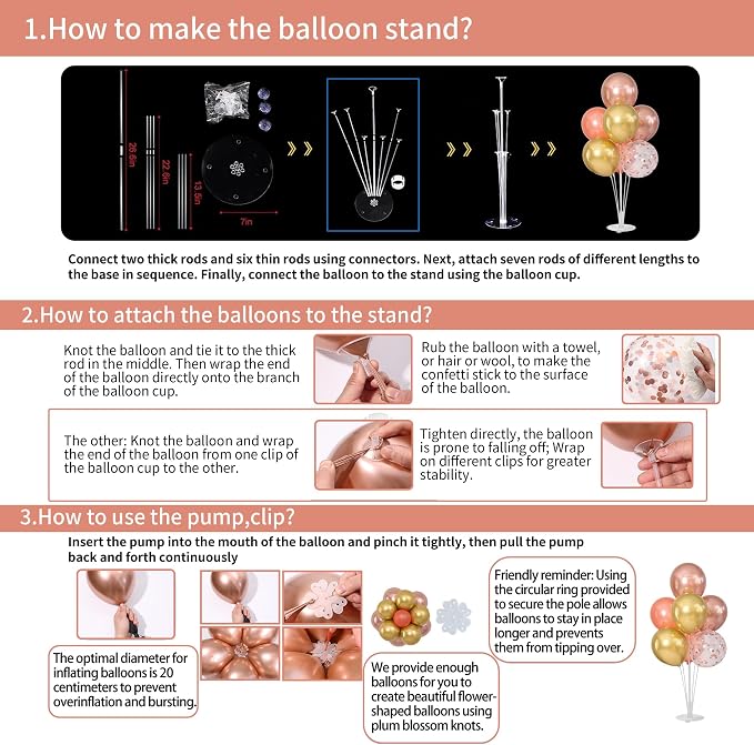 Rose Gold Balloons Table Centerpieces Stand Kit - Image 4