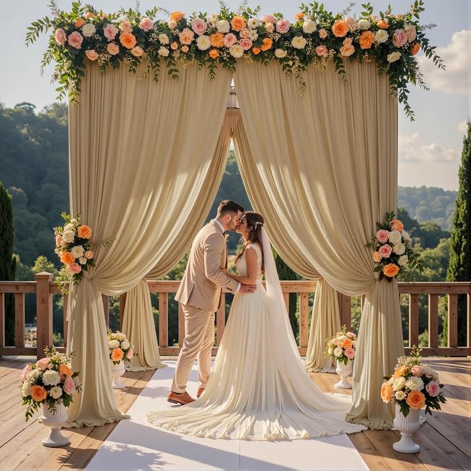 10ft×14ft Long Champagne Backdrop Curtain - Image 8