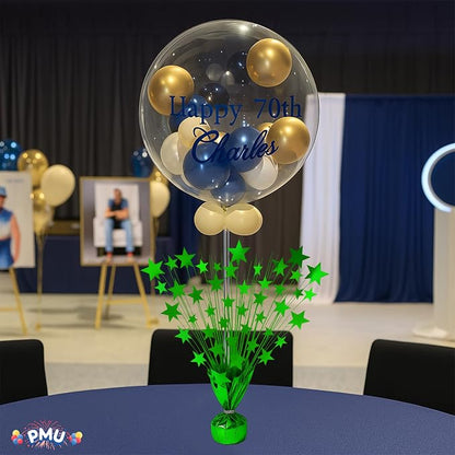 PMU 3 Pack Bursting Star Metallic Foil Spray Centerpiece- Green Balloon Weights - Image 3